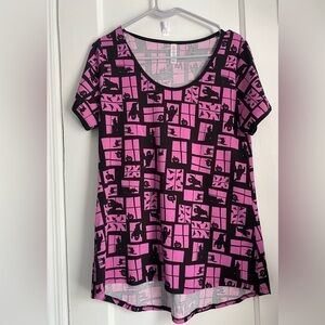 LulaRoe Halloween Short Sleeves T-shirt with Ghost, Cats/ Pumpkins, Size: Small